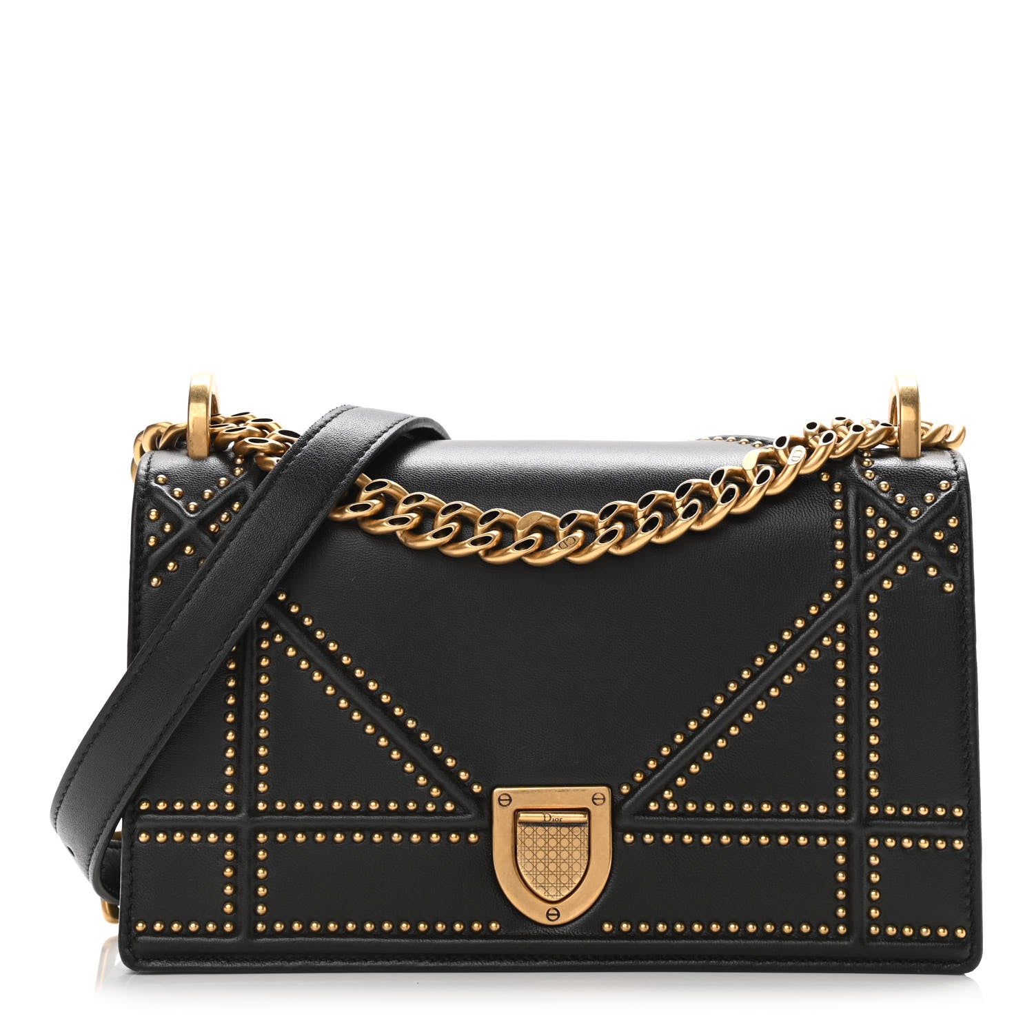 Christian Dior Lambskin Studded Medium Diorama Flap Bag Black 1 of 10