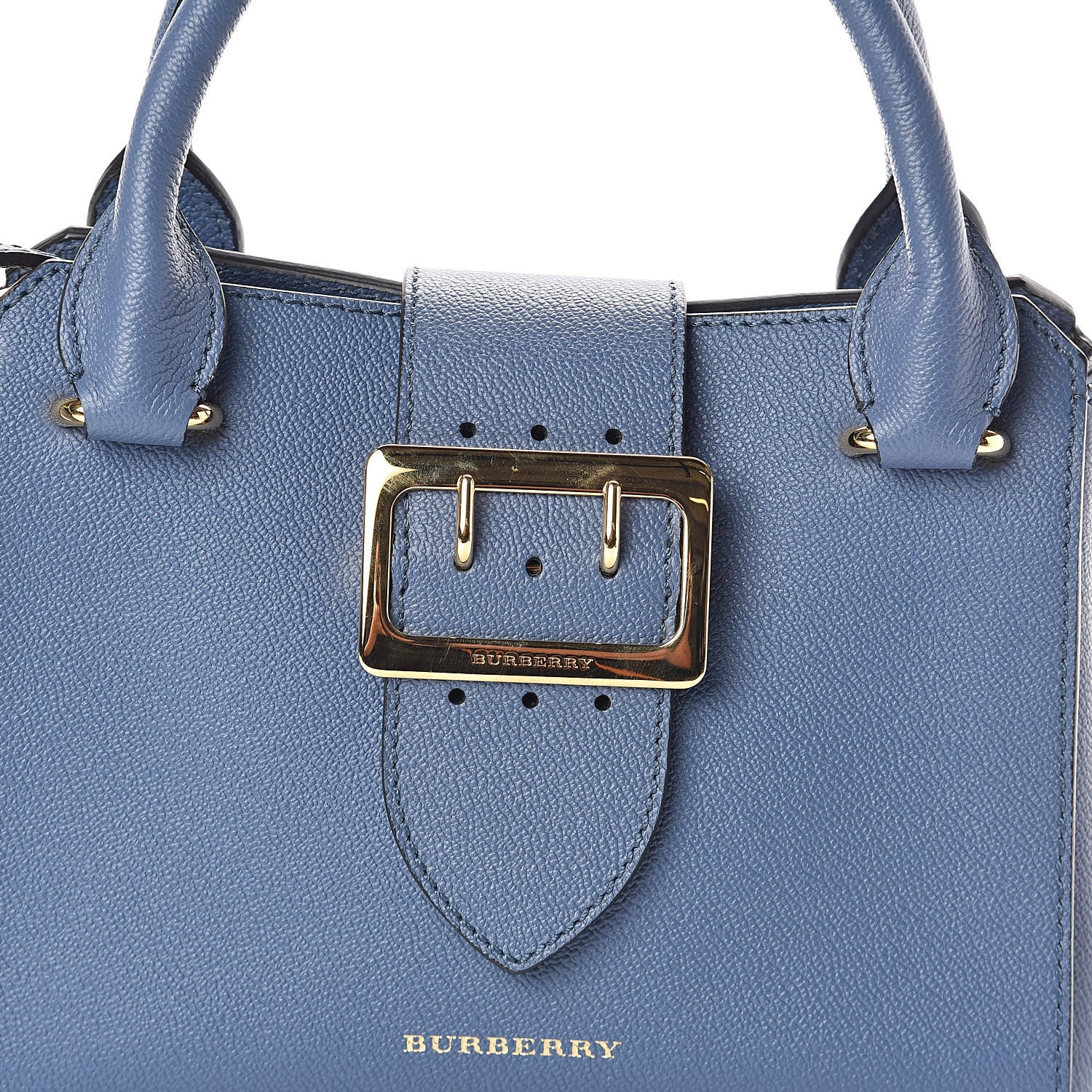 Burberry Soft Grain Calfskin Small Buckle Tote Steel Blue 7 of 9