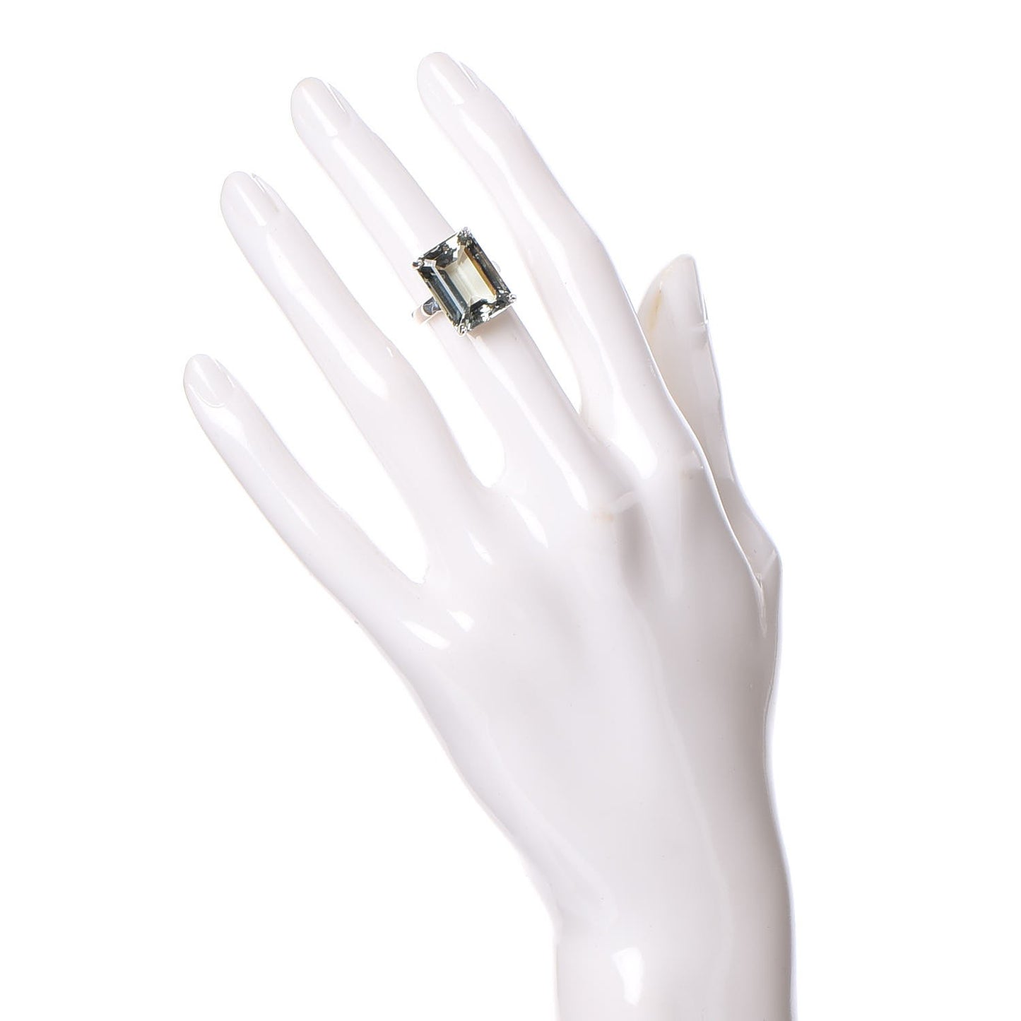 Sterling Silver Green Quartz Sparklers Cocktail Ring 48 4.25