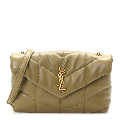 Saint Laurent Lambskin Quilted Toy Loulou Puffer Monogram Chain Satchel Hazel Green 1 of 11