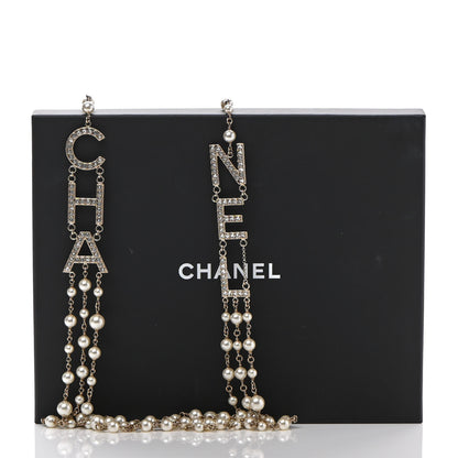 Chanel Pearl Crystal Cha-Nel Logo Necklace Gold 6 of 6
