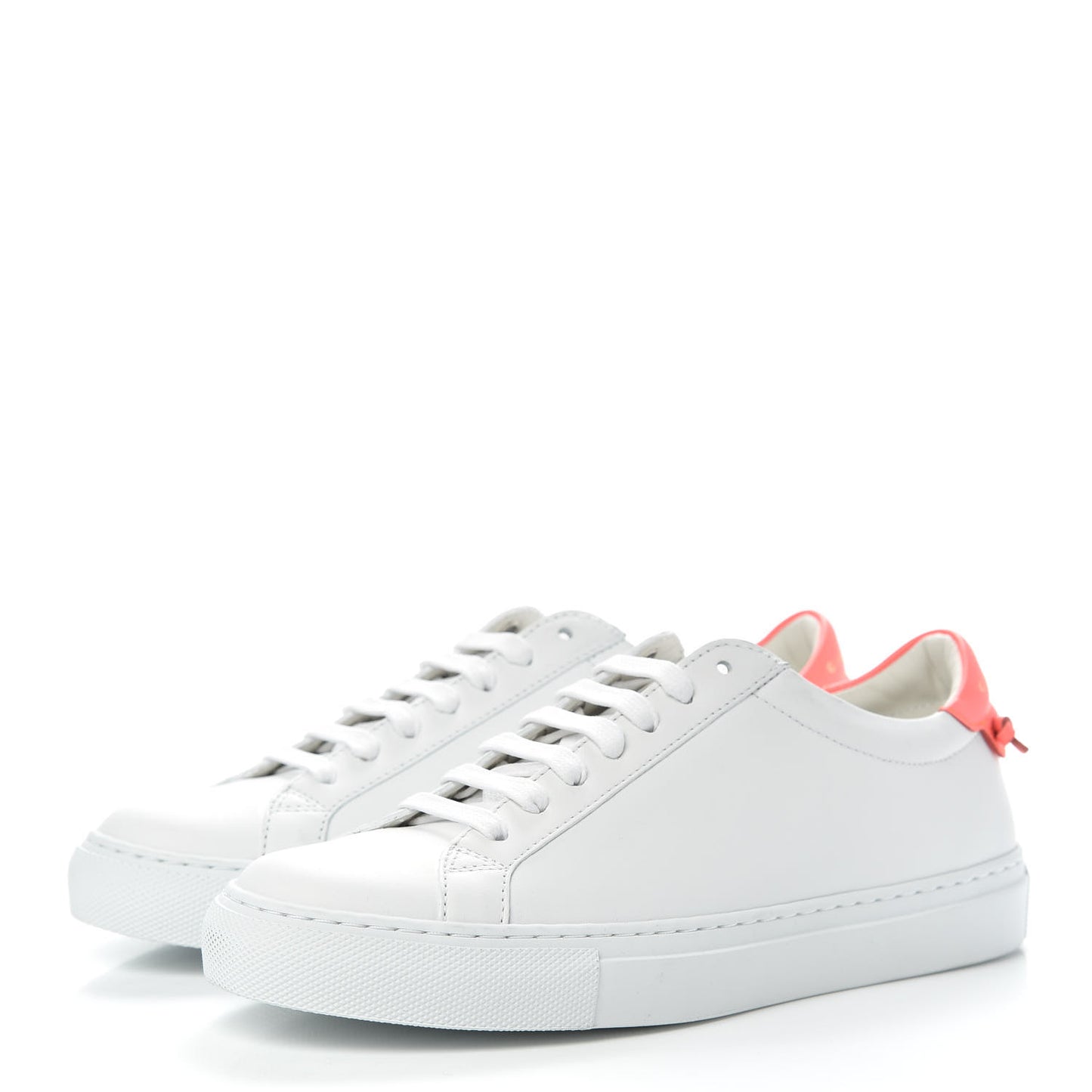 Calfskin Womens Urban Street Sneakers 36 White Neon Pink
