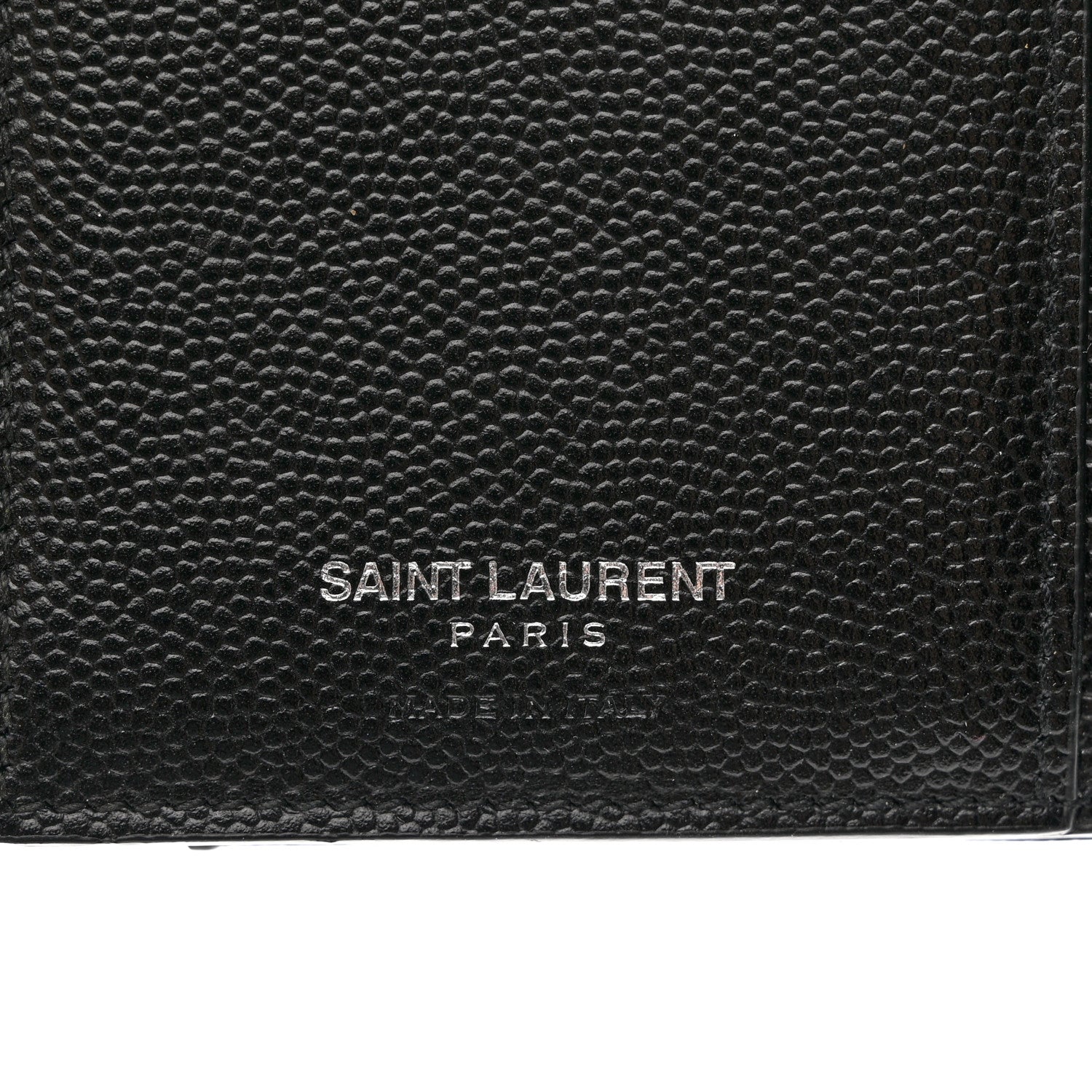 Saint Laurent Grain De Poudre Matelasse Chevron Monogram Compact Tri Fold Wallet Black 6 of 7