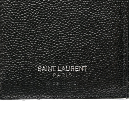Saint Laurent Grain De Poudre Matelasse Chevron Monogram Compact Tri Fold Wallet Black 6 of 7