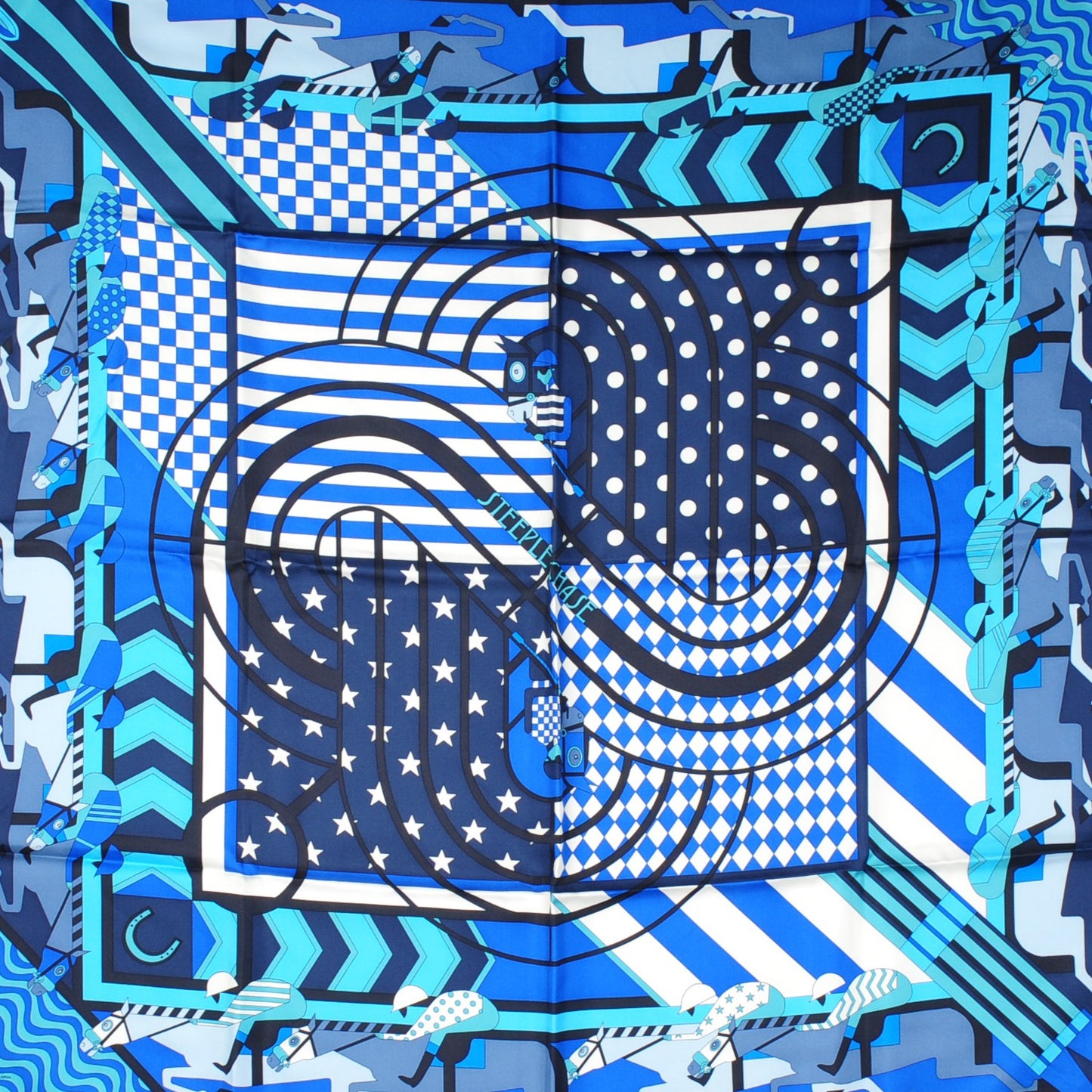 Silk Steeple Chase Scarf 90 Turquoise Ciel Marine