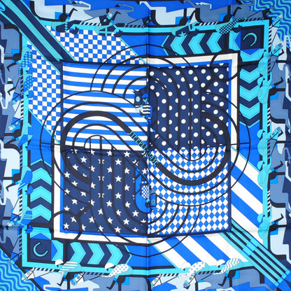 Hermes Silk Steeple Chase Scarf 90 Turquoise Ciel Marine 1 of 6