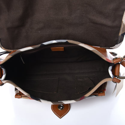Burberry Calfskin House Check Trim Bates Shoulder Bag Cognac 5 of 11