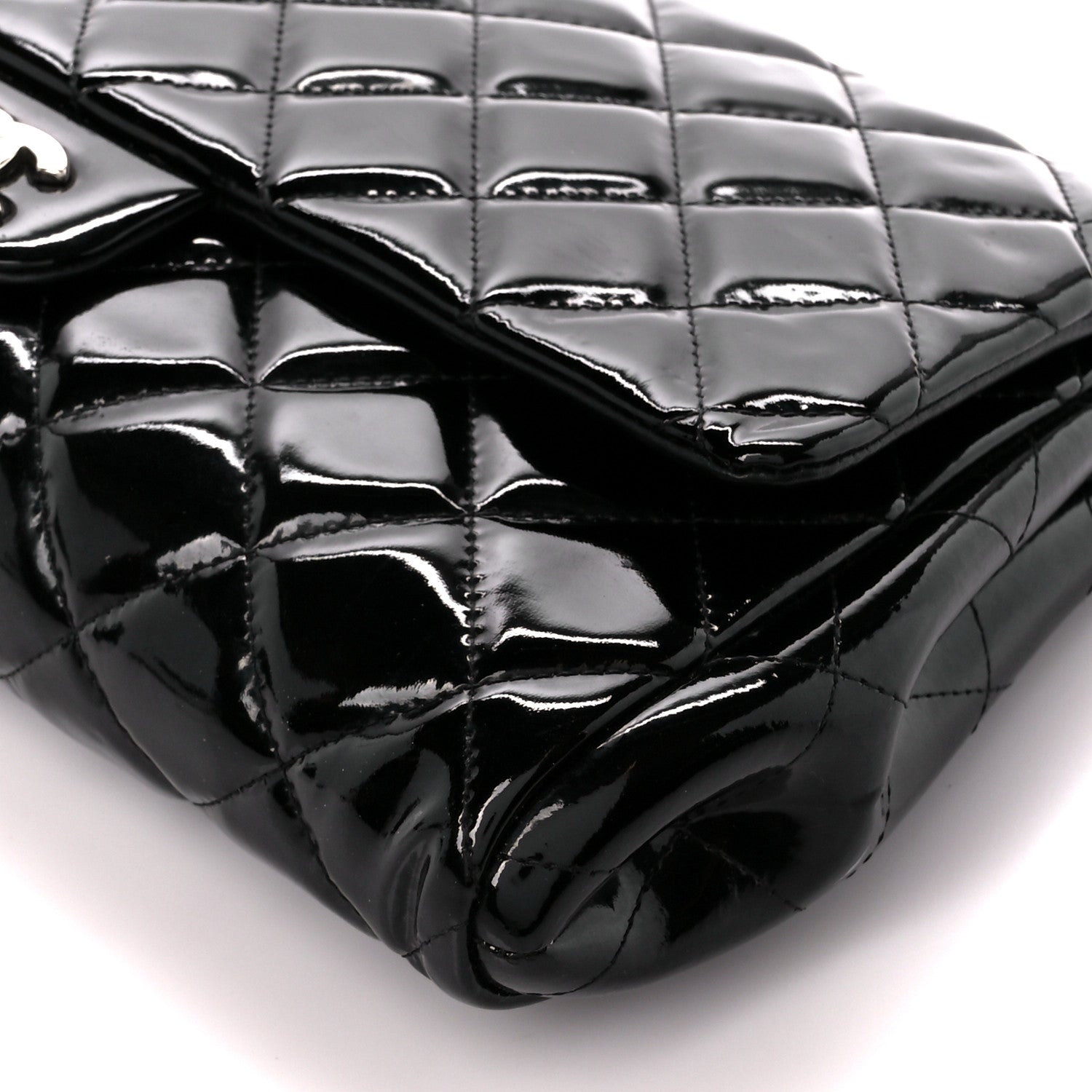 Chanel Patent Quilted Clutch with Chain Flap Black 11 of 11