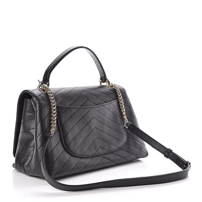 Chanel Grained Calfskin Chevron Stitched Medium Chic Top Handle Flap Black 3 of 10