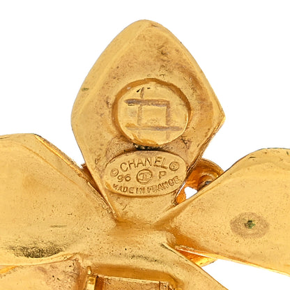 Chanel Metal Flower CC Clip On Earrings Gold 4 of 4