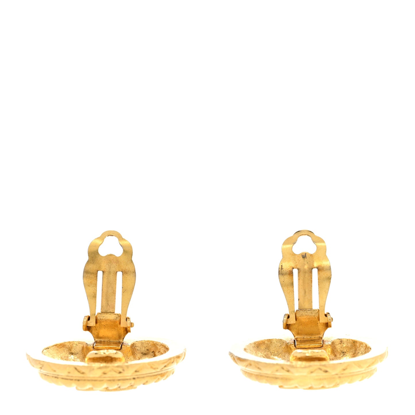 CC Button Clip On Earrings Gold