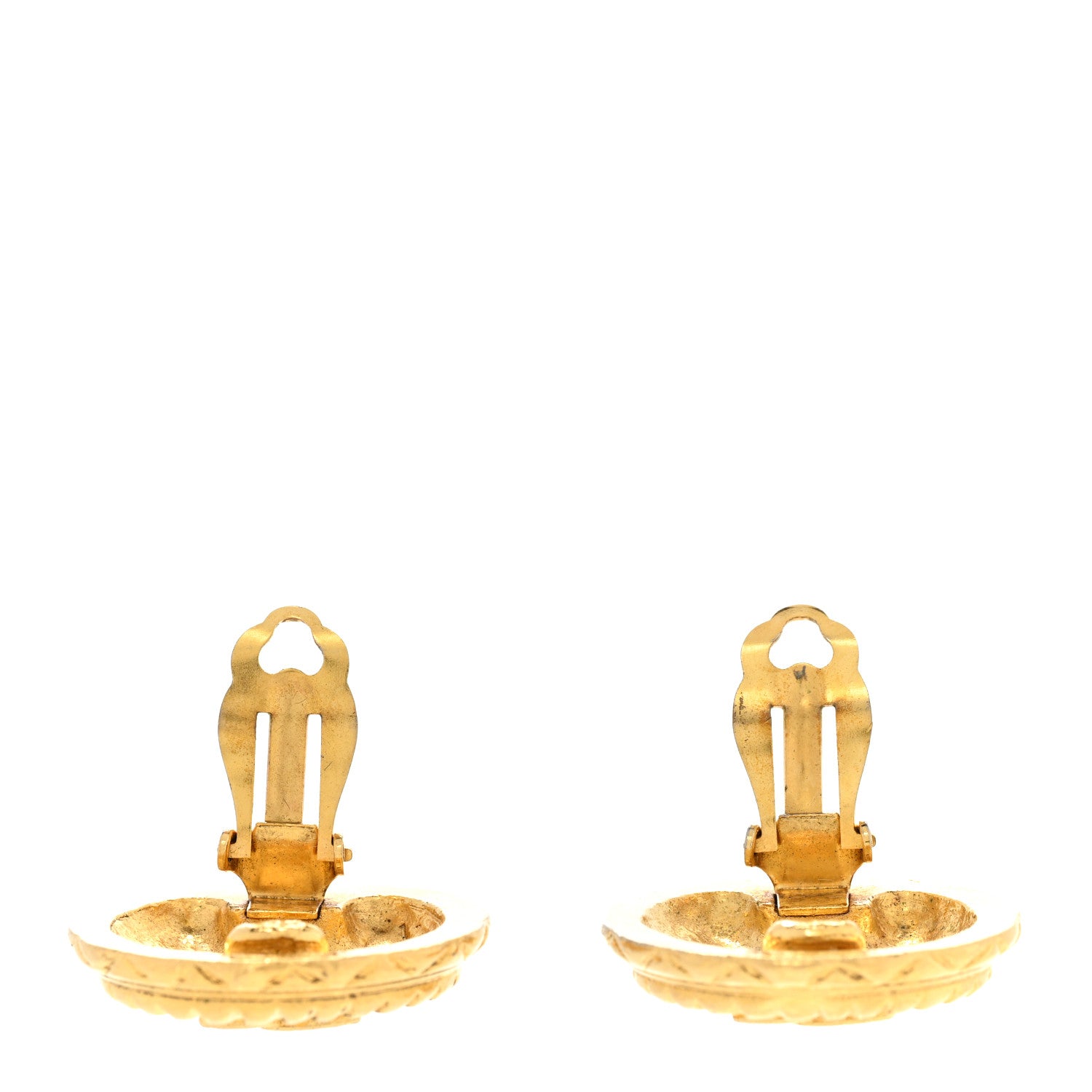 Chanel CC Button Clip On Earrings Gold 3 of 6