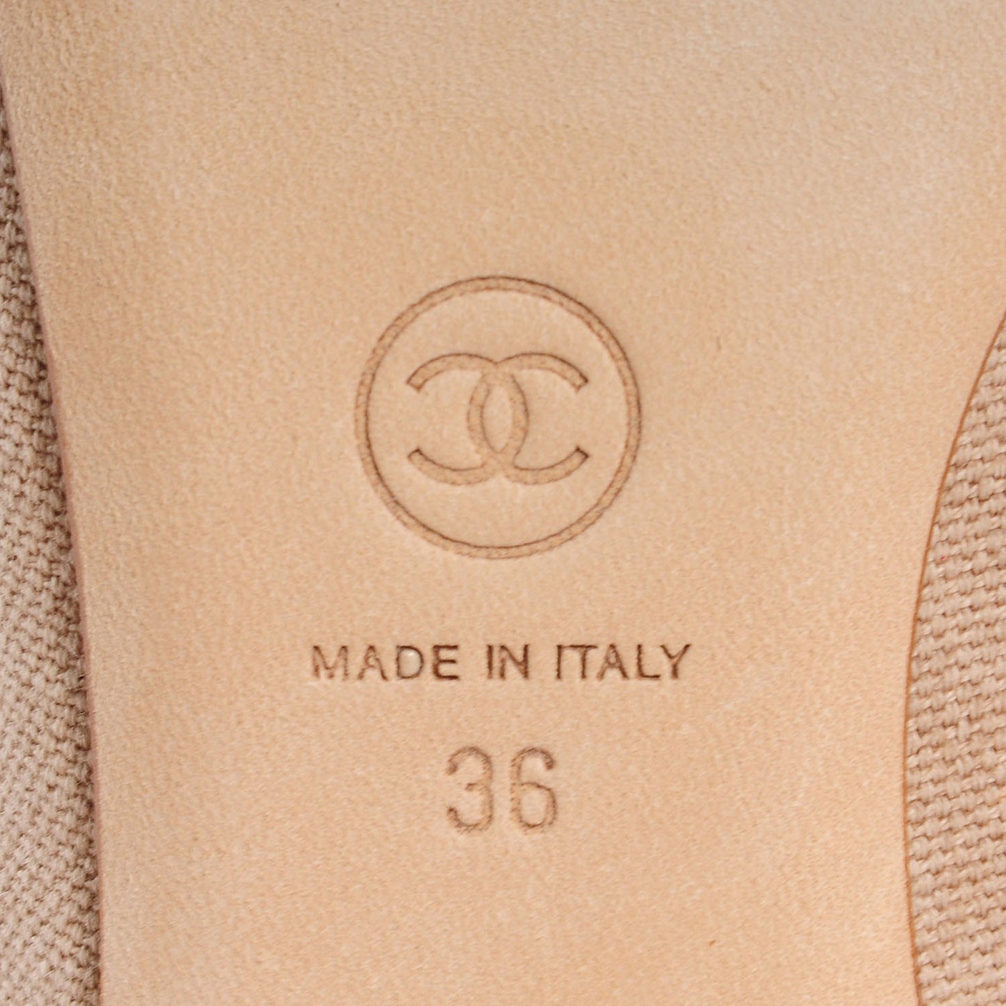 Toile Snakeskin Cap Toe CC Ballerina Flats 36 Dark Beige