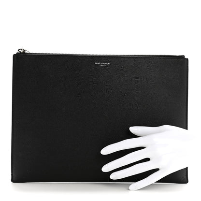 Saint Laurent Grain De Poudre Zipped Tablet Holder Black 2 of 7