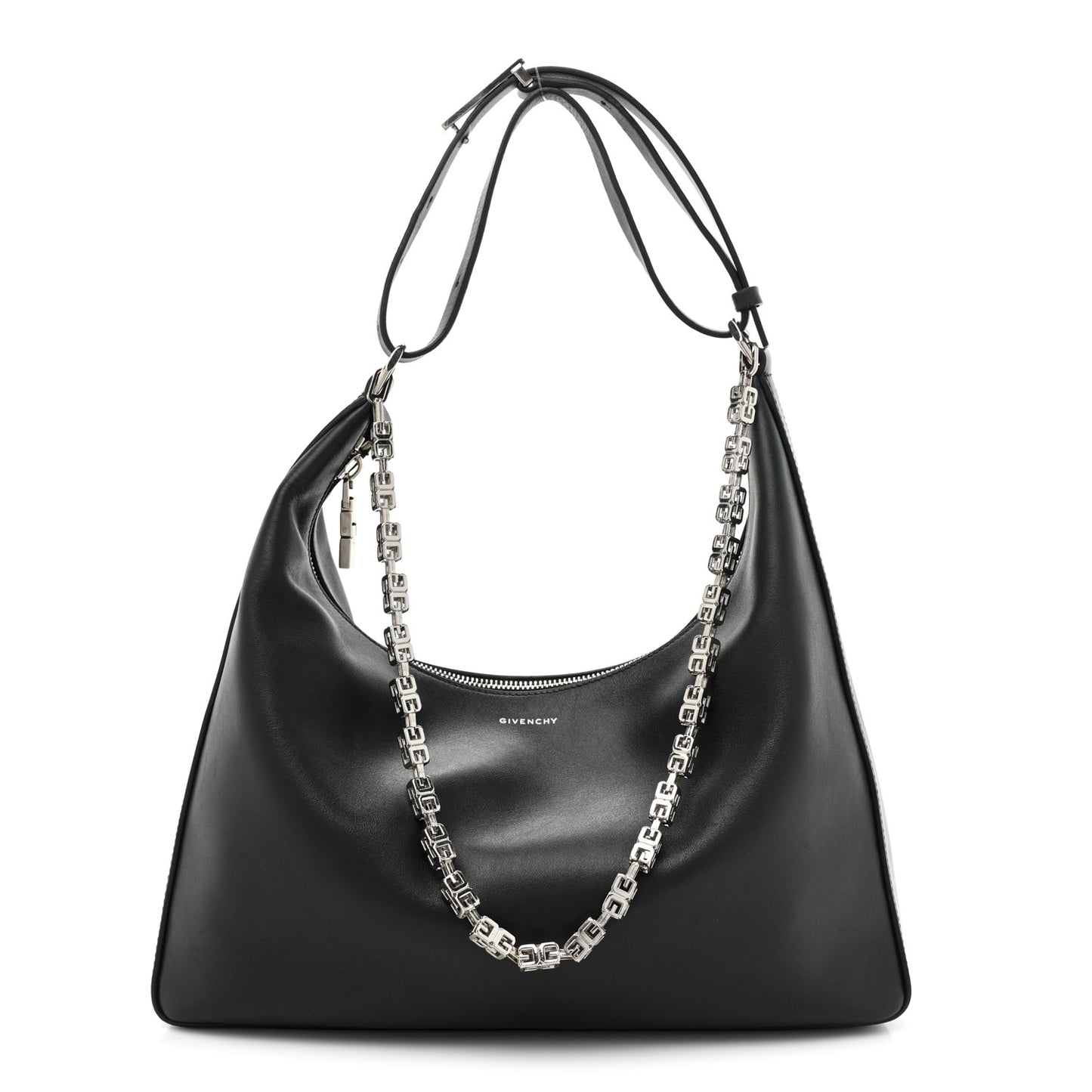Smooth Calfskin Small Moon Cut Out Shoulder Bag Black