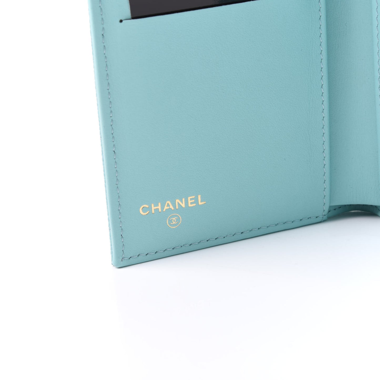 Caviar Quilted Medium Flap Wallet Light Blue