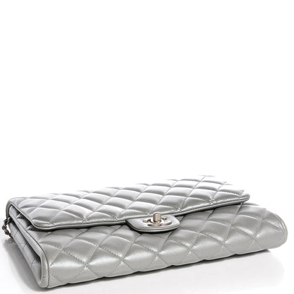 Chanel Lambskin Quilted Clutch With Chain Flap Silver 4 of 8