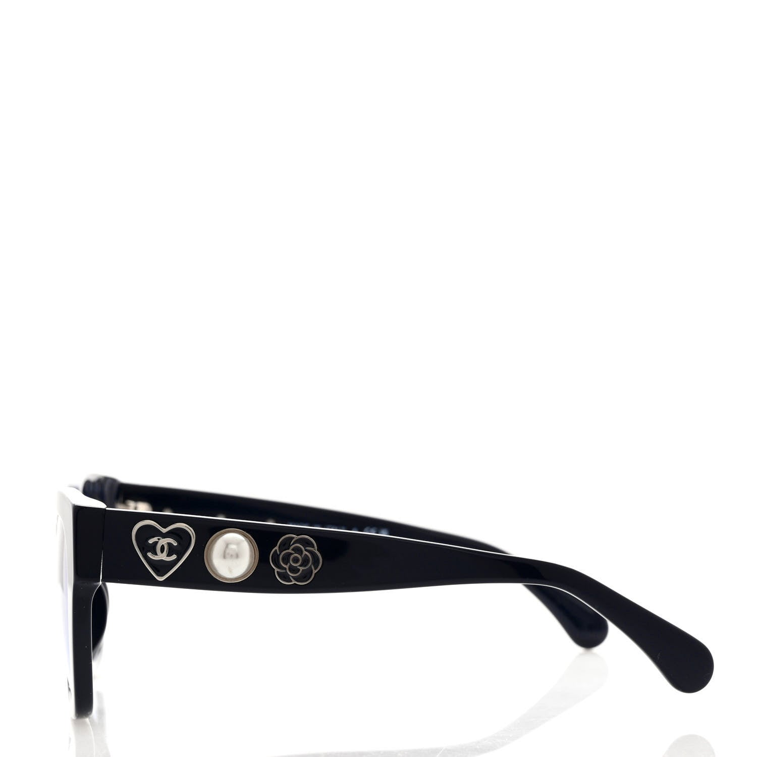 Chanel Acetate Square CC Pearl Heart Sunglasses 5478 Navy Blue 3 of 7