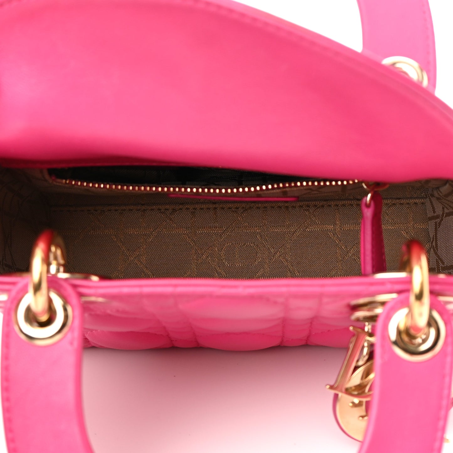 Lambskin Cannage Mini Lady Dior Fuchsia