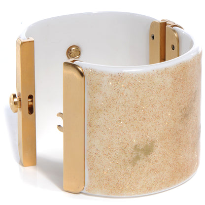 Chanel Resin Crystal CC Cuff Gold Glitter White 7 of 7