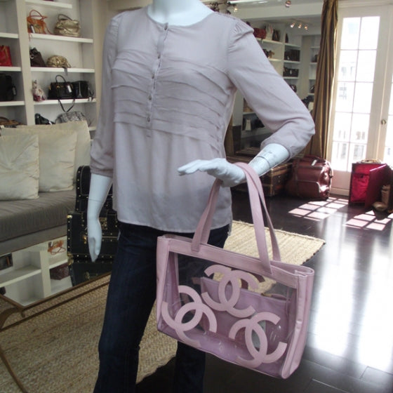 Chanel Vinyl Patent CC Logo Beach Tote 2 of 10