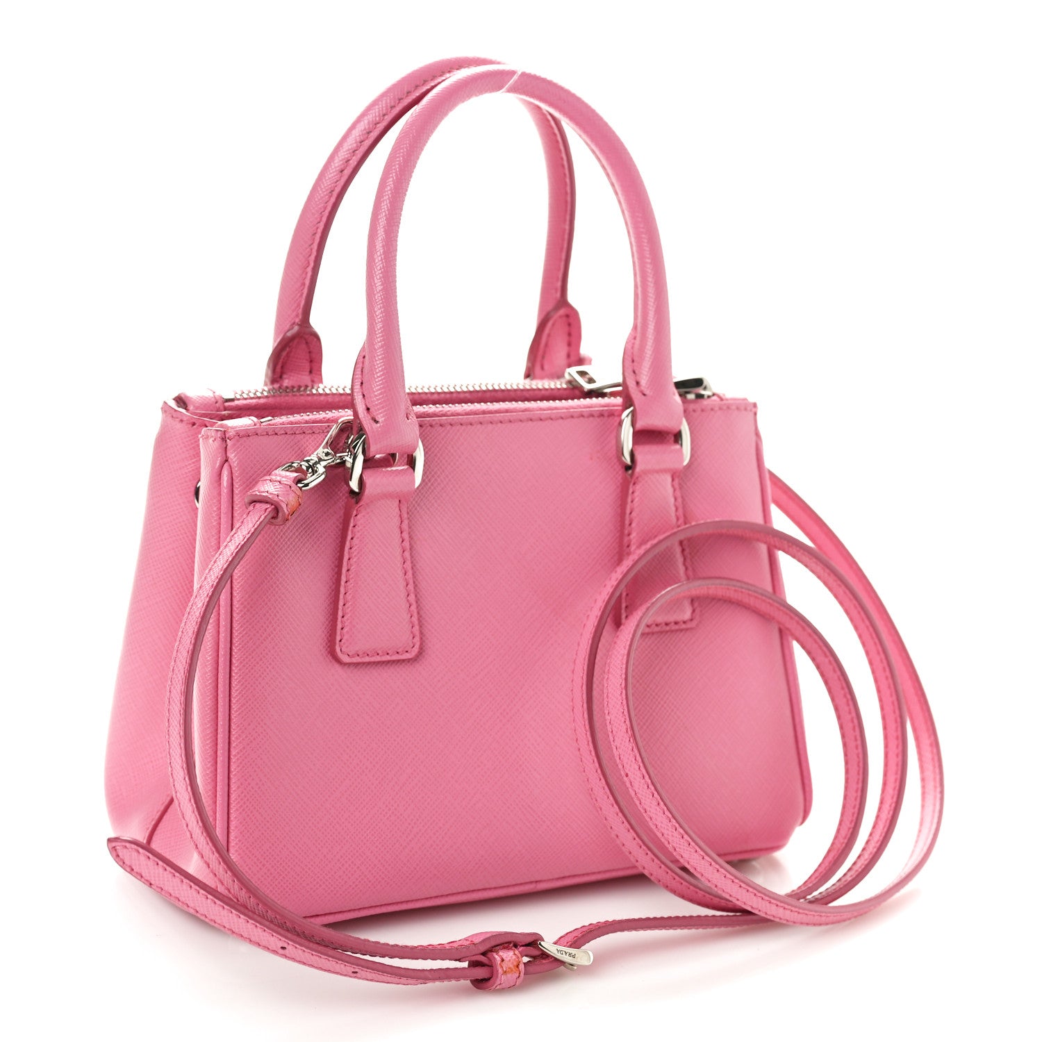 Prada Saffiano Lux Micro Galleria Double Zip Tote Begonia 2 of 9