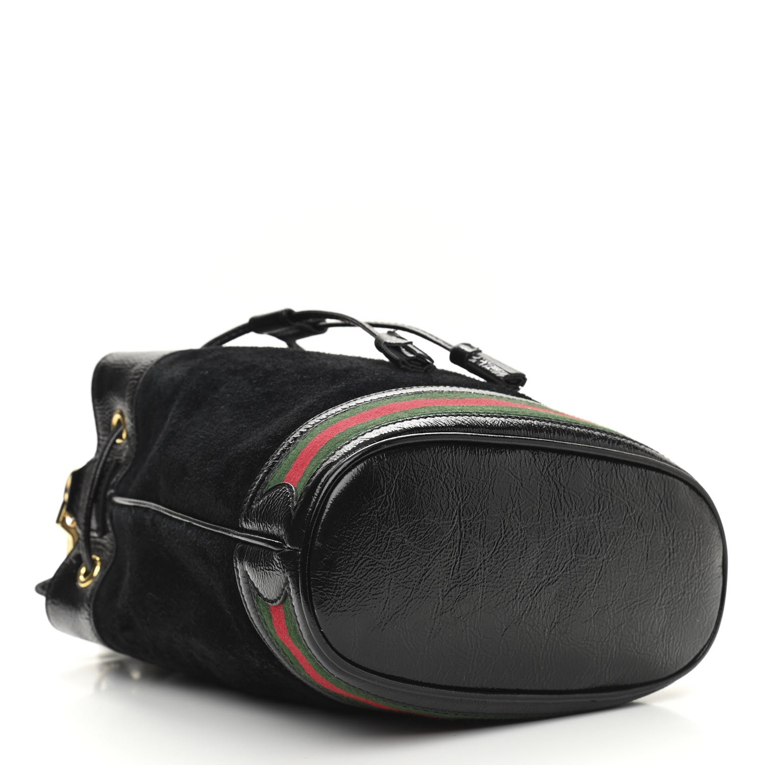 Gucci Suede Patent Web Small Ophidia Bucket Bag Black 4 of 10