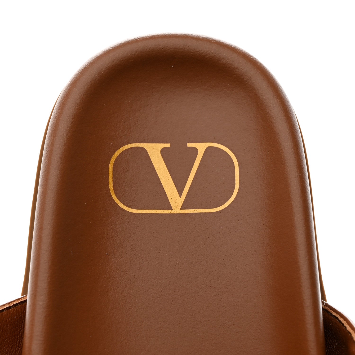 Valentino Garavani Calfskin Roman Stud Flat Slide Sandals 38 Saddle Brown 7 of 8