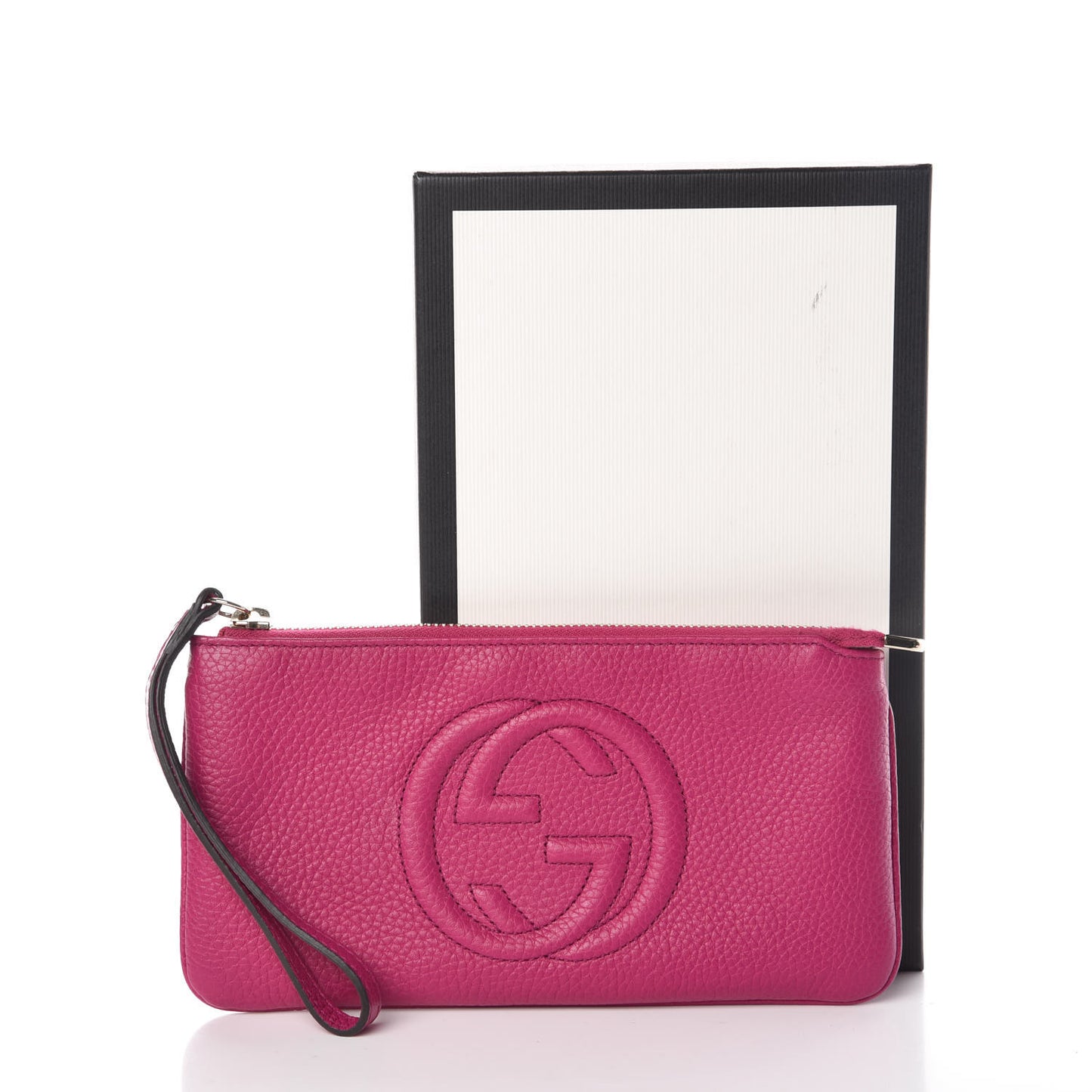 Pebbled Calfskin Soho Wristlet Bright Bougainvillea