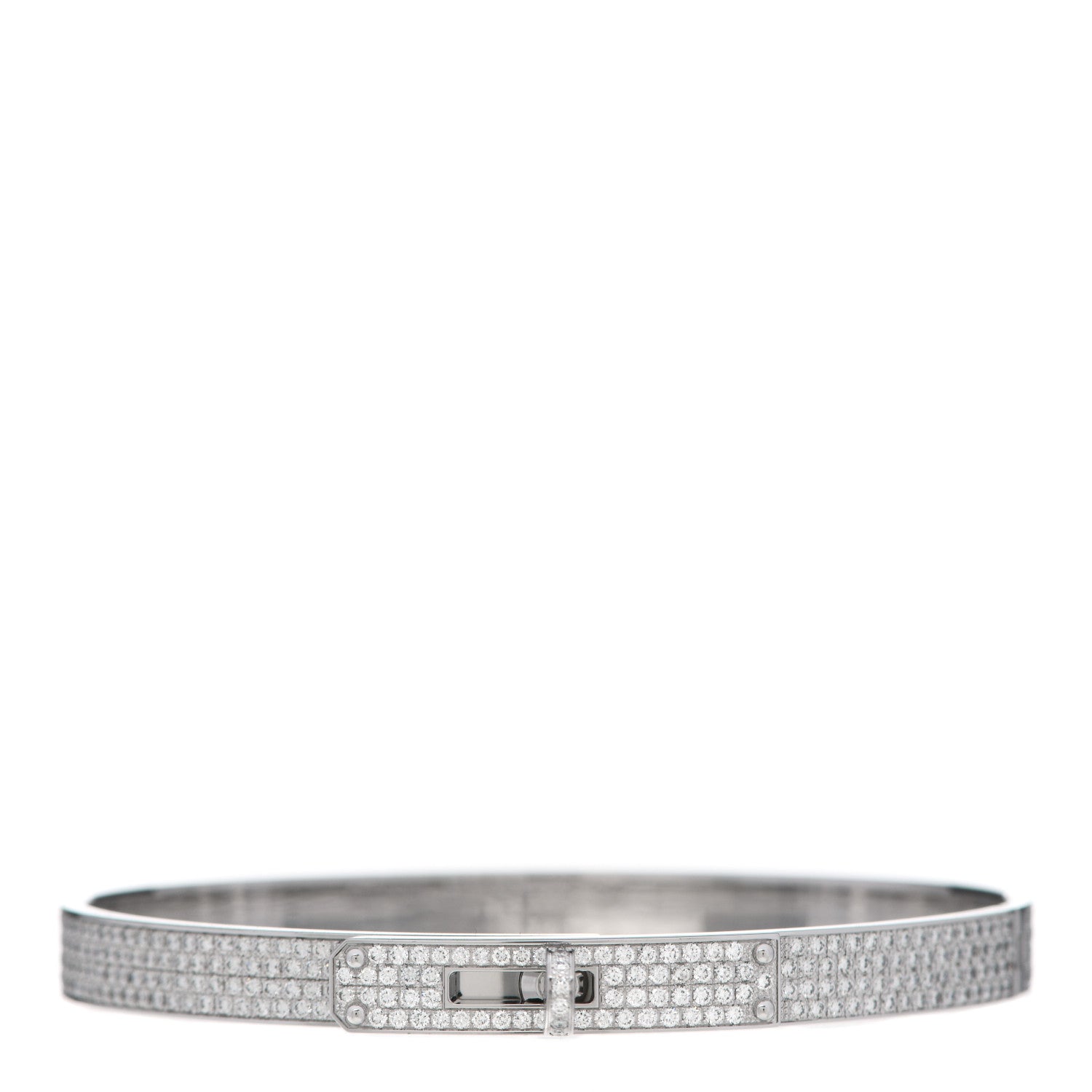 Hermes 18K White Gold Diamond Kelly Full Pave Bracelet SH 1 of 5