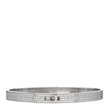 Hermes 18K White Gold Diamond Kelly Full Pave Bracelet SH 1 of 5