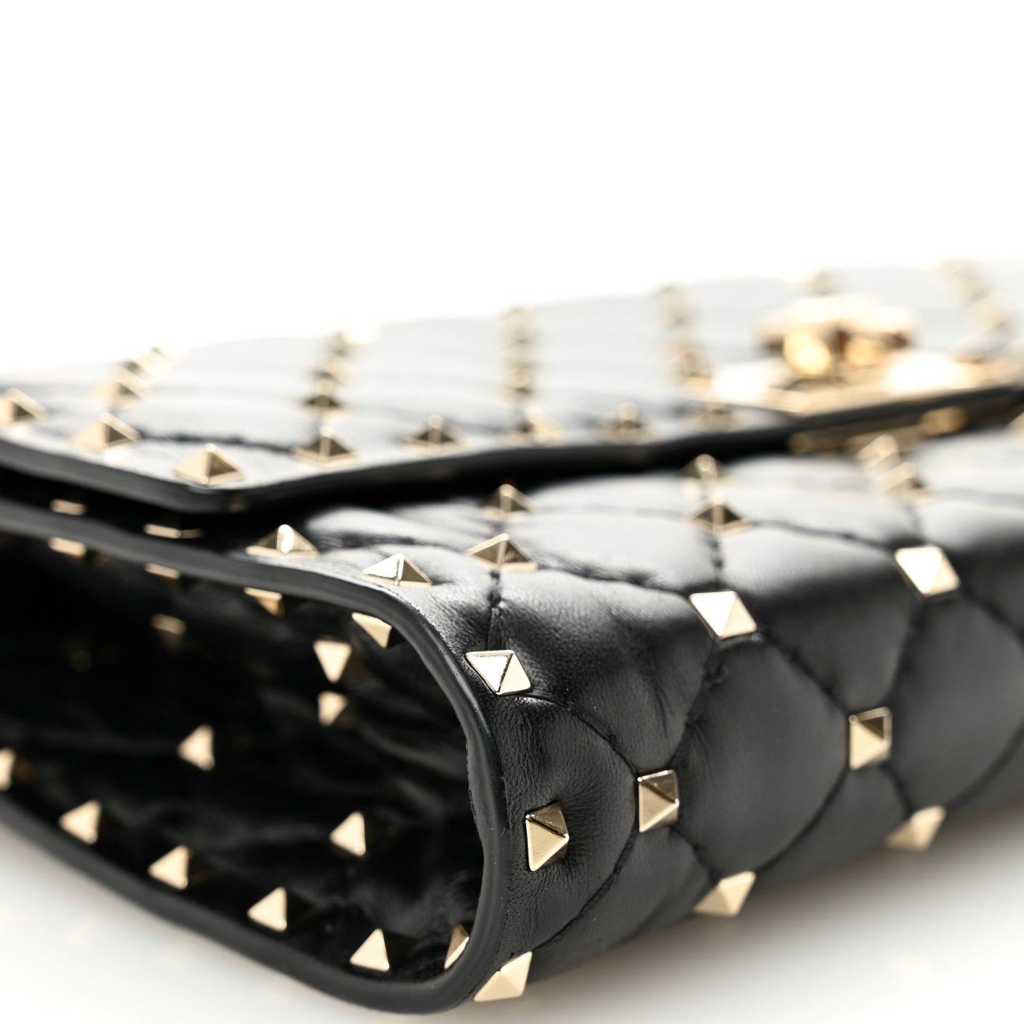 Nappa Rockstud Spike Wallet on Chain Black