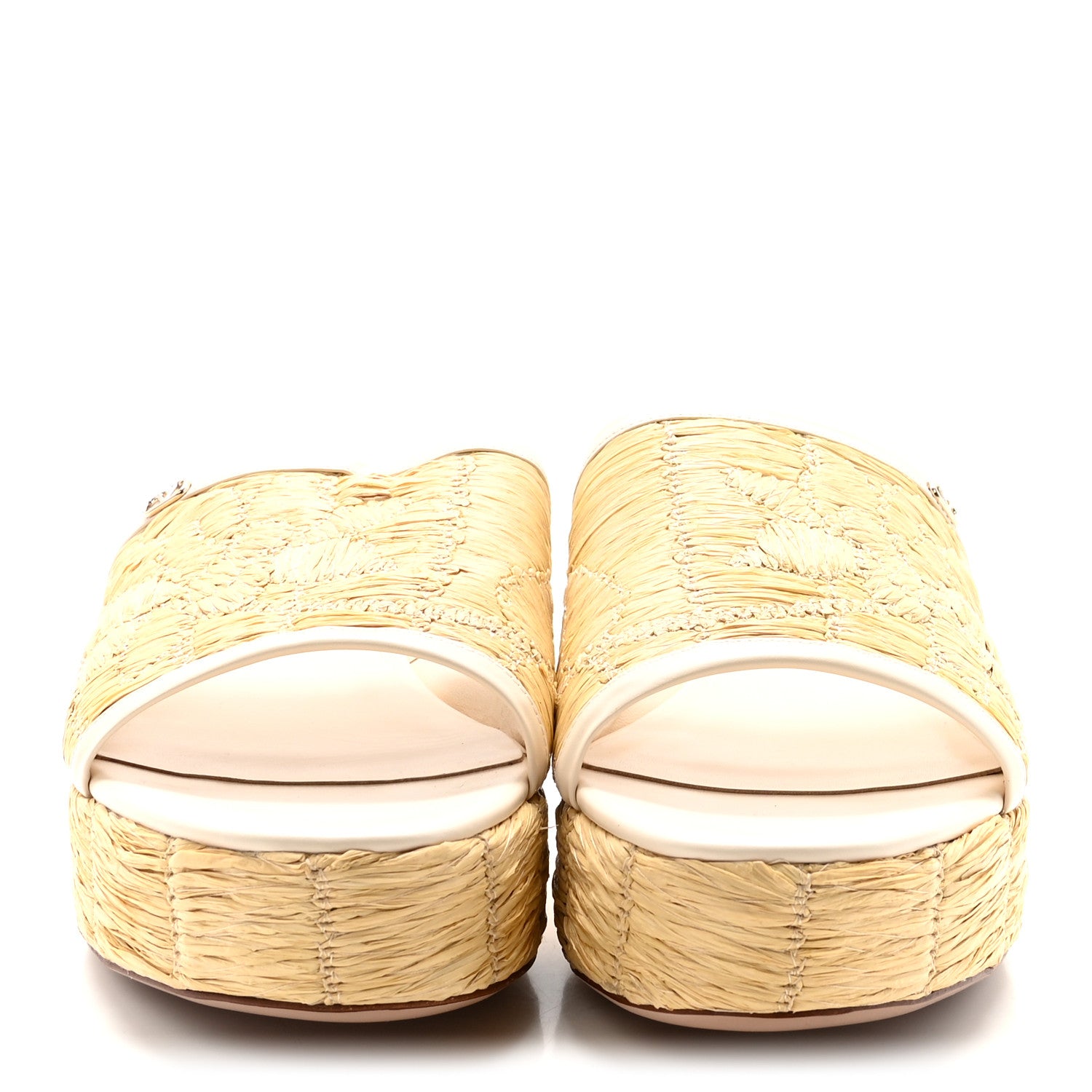 Valentino Garavani Woven Straw Flatform 25/45mm Slide Sandals 39.5 Light Ivory 3 of 10