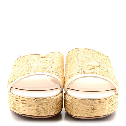 Valentino Garavani Woven Straw Flatform 25/45mm Slide Sandals 39.5 Light Ivory 3 of 10