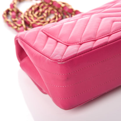 Chanel Lambskin Chevron Quilted Mini Rectangular Flap Fuchsia 18 of 19