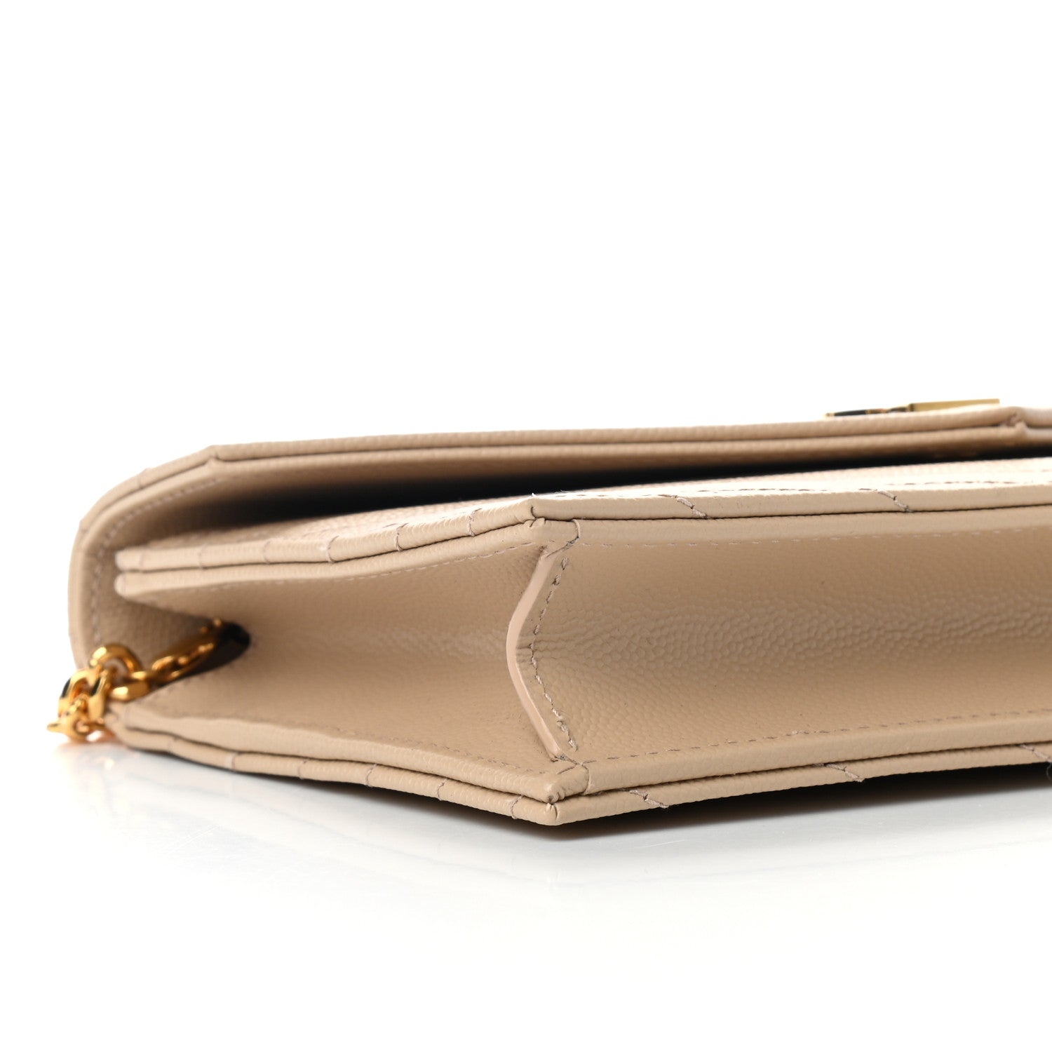 Saint Laurent Grain De Poudre Matelasse Chevron Monogram Envelope Chain Wallet Nude Powder 8 of 10