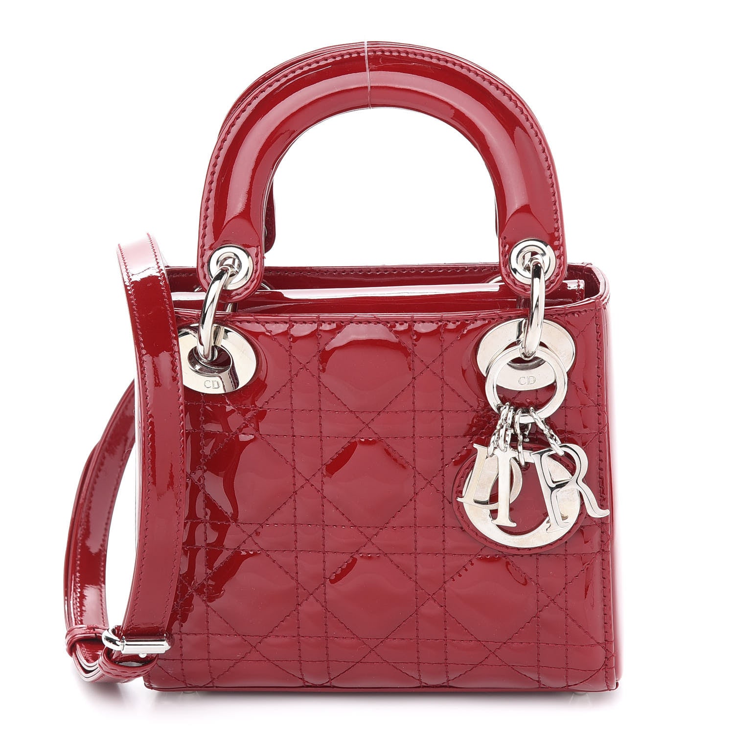 Christian Dior Patent Cannage Mini Lady Dior Red 1 of 7