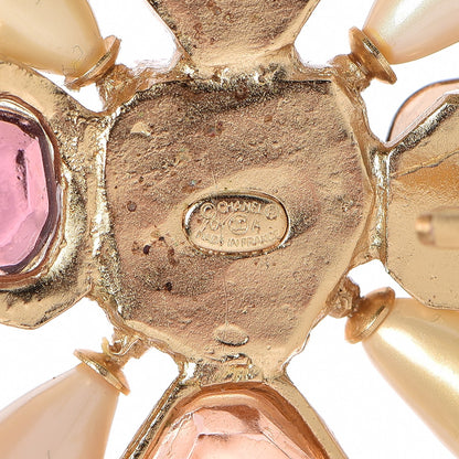 Chanel Crystal Pearl CC Brooch Gold Multicolor 4 of 4