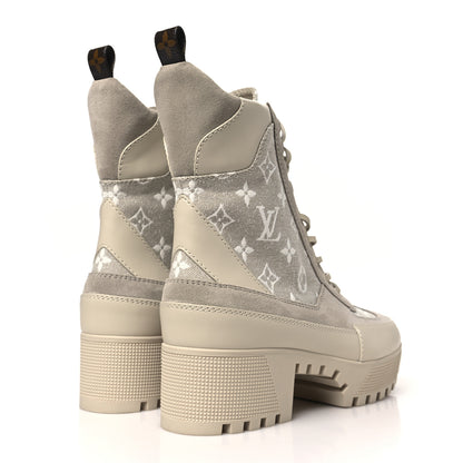 Louis Vuitton Suede Calfskin Laureate Platform Desert Boots 40 Taupe 5 of 10