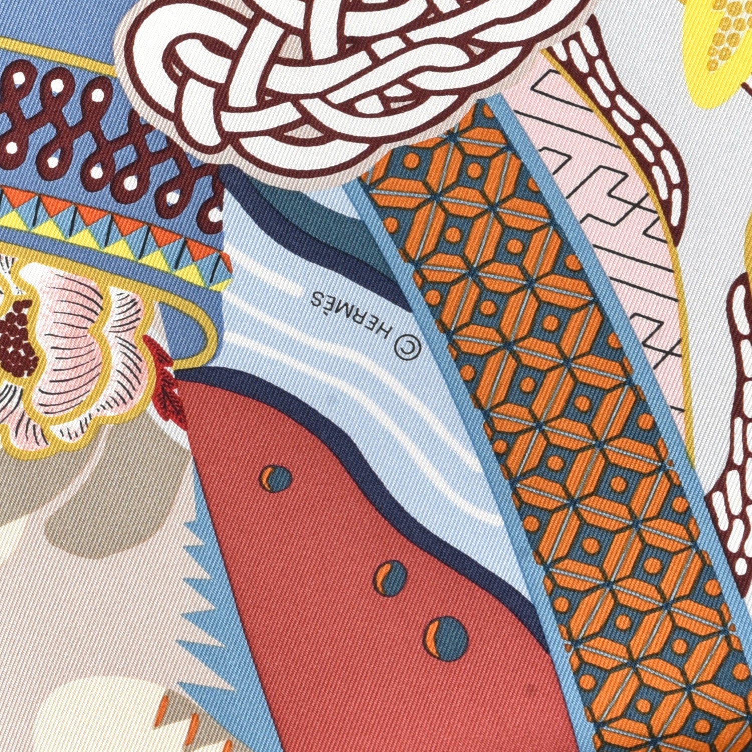 Hermes Silk Twill Duo Cosmique Scarf 90 Bleu Ciel Brique 3 of 5
