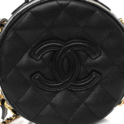 Chanel Caviar Quilted Small Round Vanity With Chain Black 8 of 10