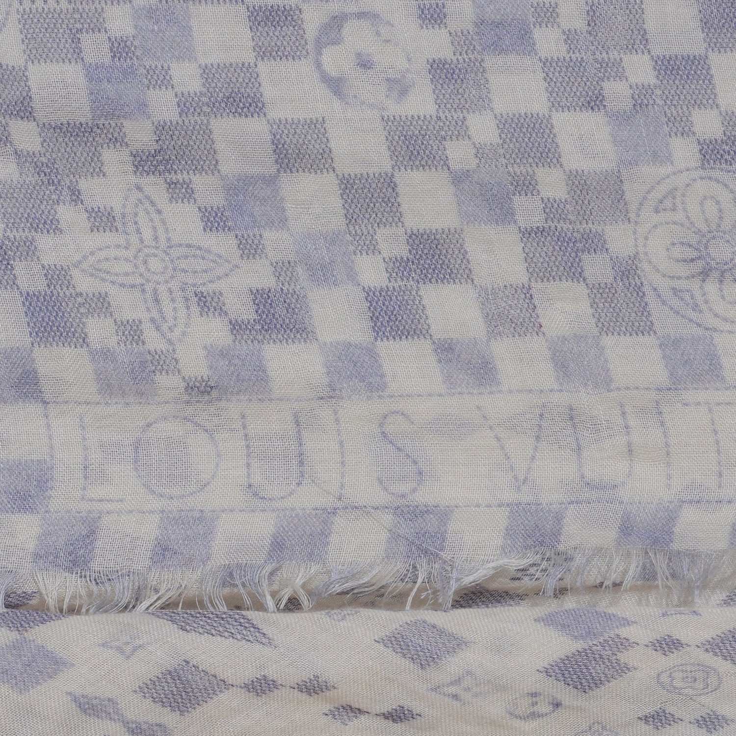 Louis Vuitton Cashmere Silk Damier Azur Stole 6 of 8