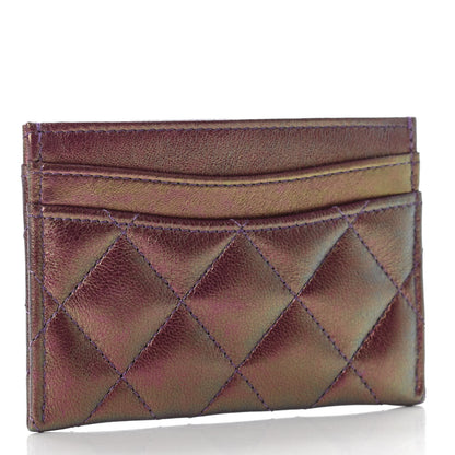 Chanel Iridescent Lambskin Quilted Card Holder Purple 3 of 7