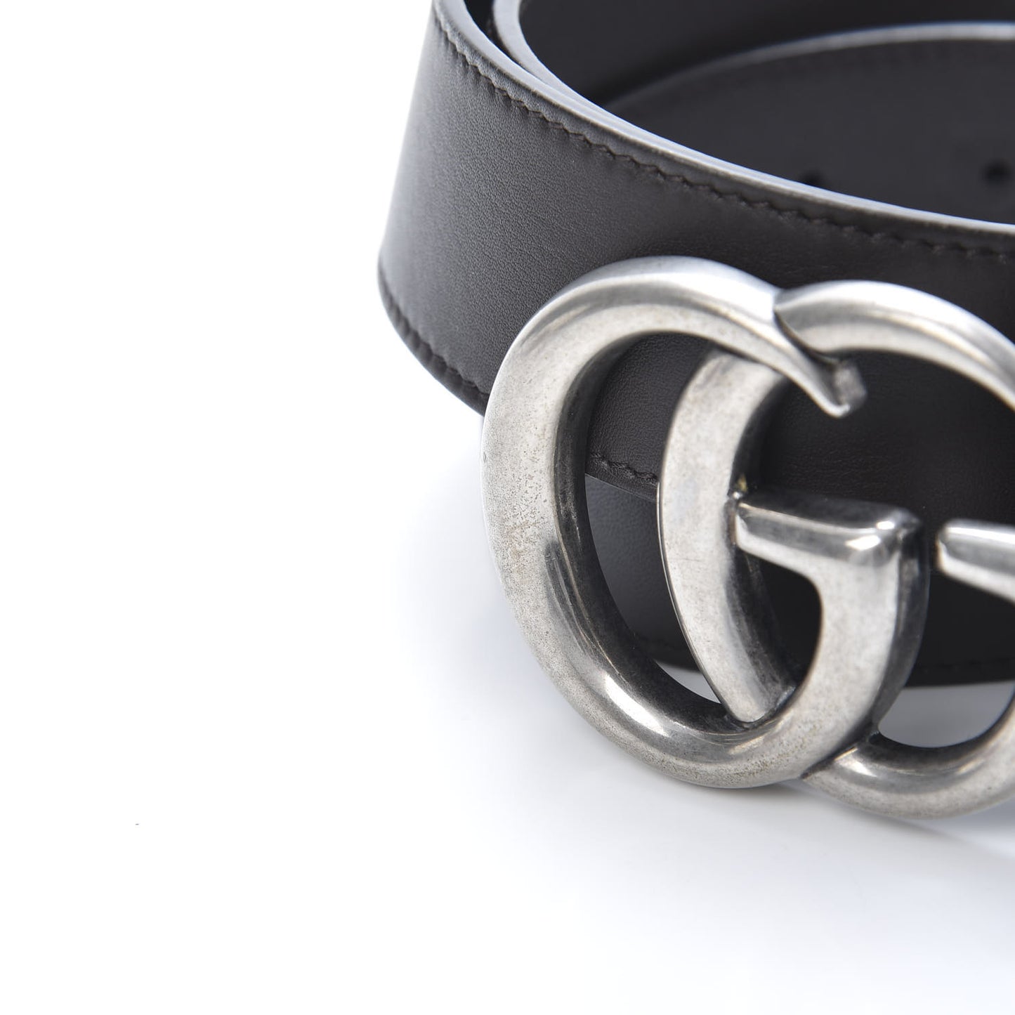 Moon Calfskin Nickel Double G 40mm Belt 95 38 Dark Cocoa