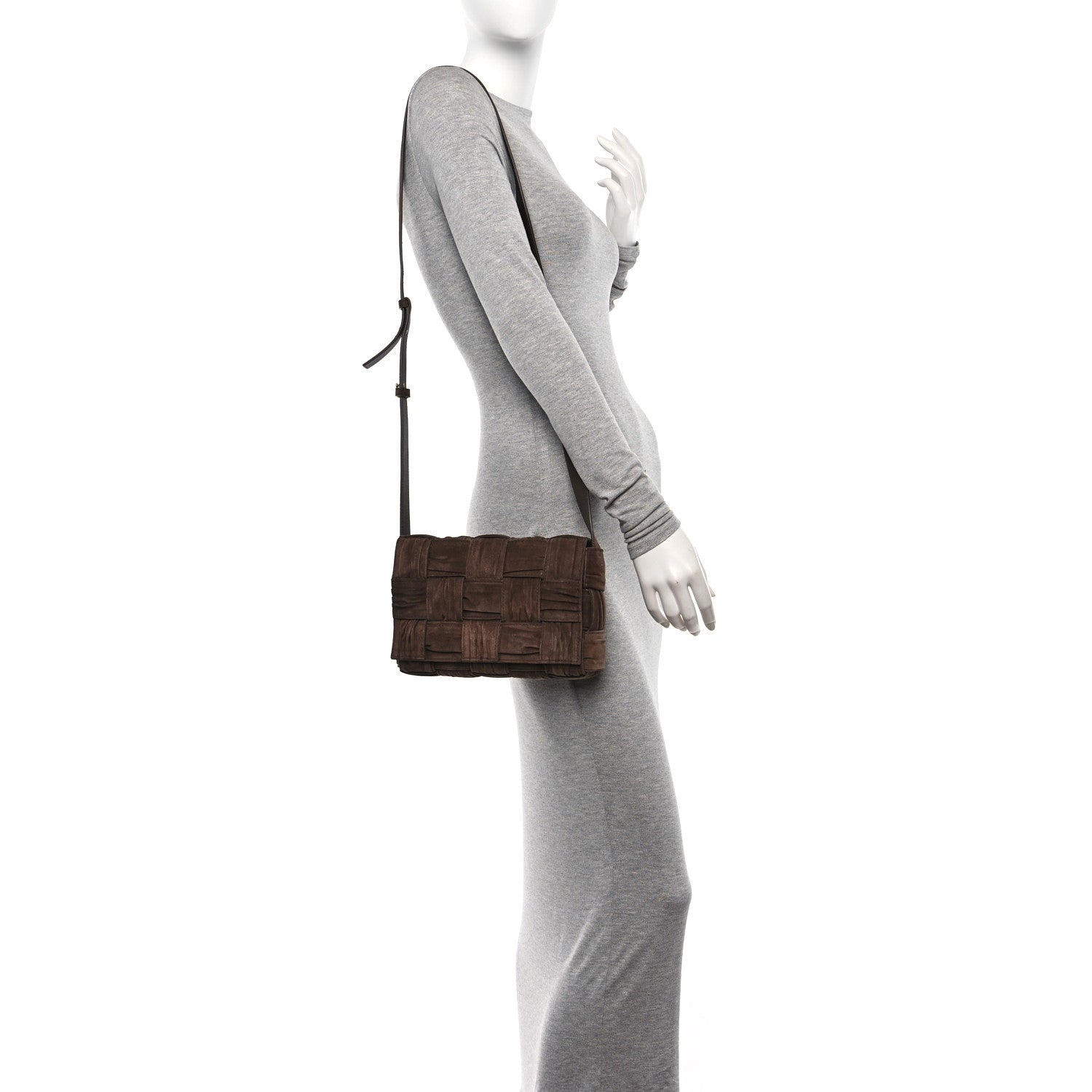 Bottega Veneta Suede Maxi Intreccio Plisse Cassette Crossbody Bag Brown 2 of 11