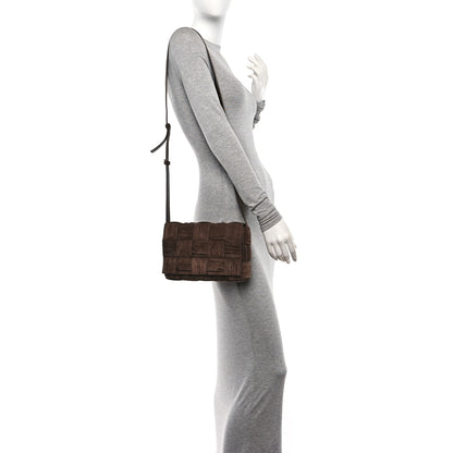 Bottega Veneta Suede Maxi Intreccio Plisse Cassette Crossbody Bag Brown 2 of 11