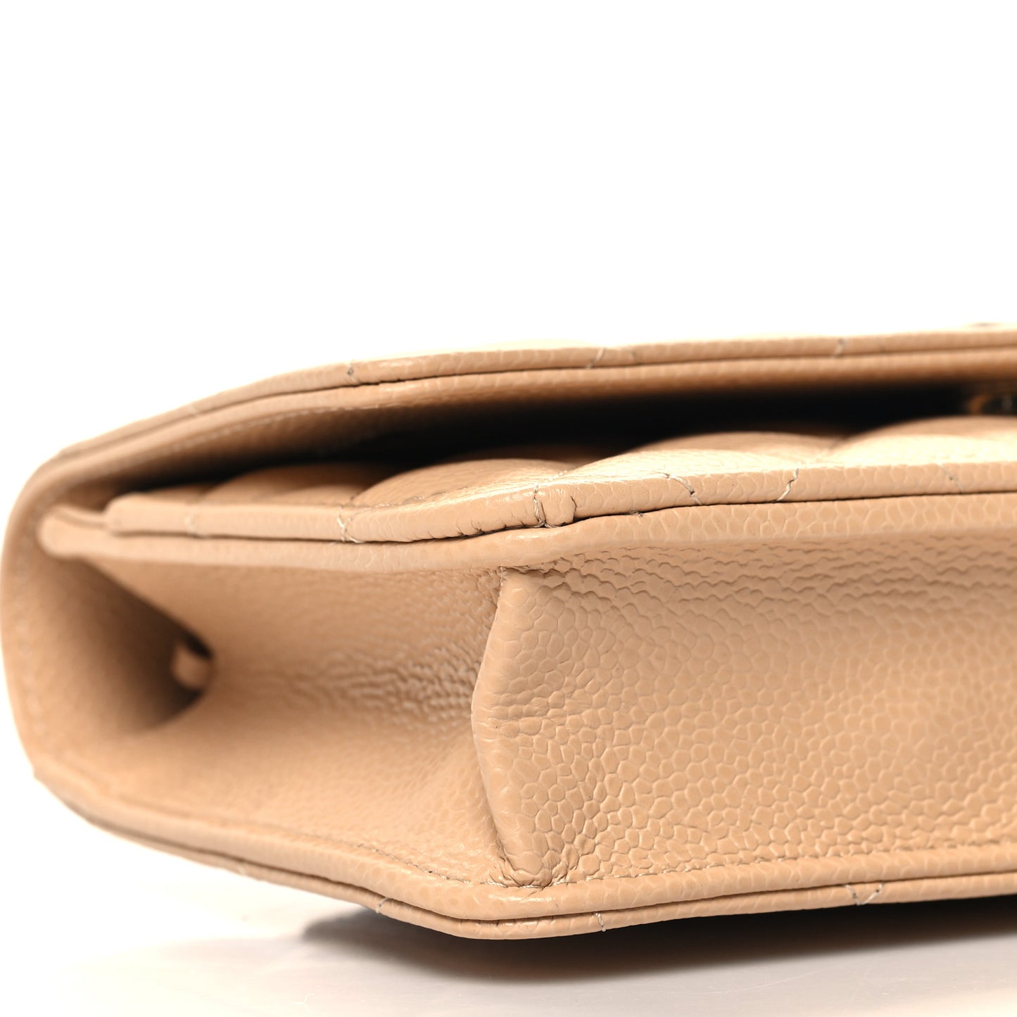 Caviar Quilted Wallet on Chain WOC Beige