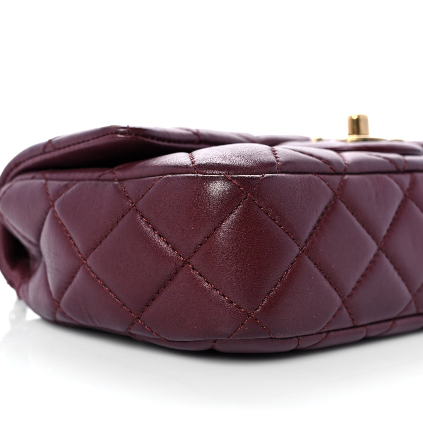 Lambskin Quilted Meat Packaged Mini Rectangular Flap Burgundy