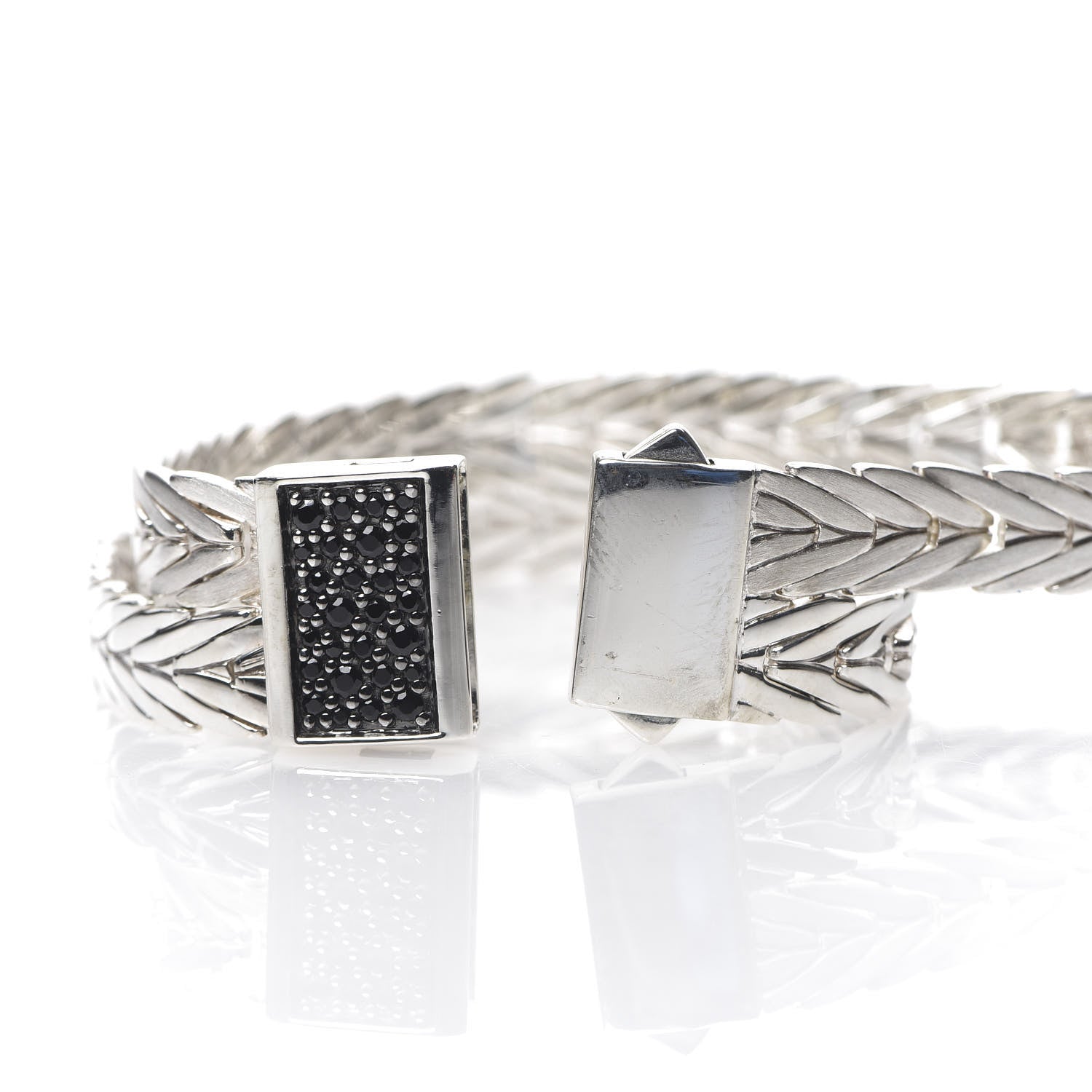 John Hardy Sterling Silver Black Sapphire 16mm Modern Chain Double Row Bracelet 4 of 5