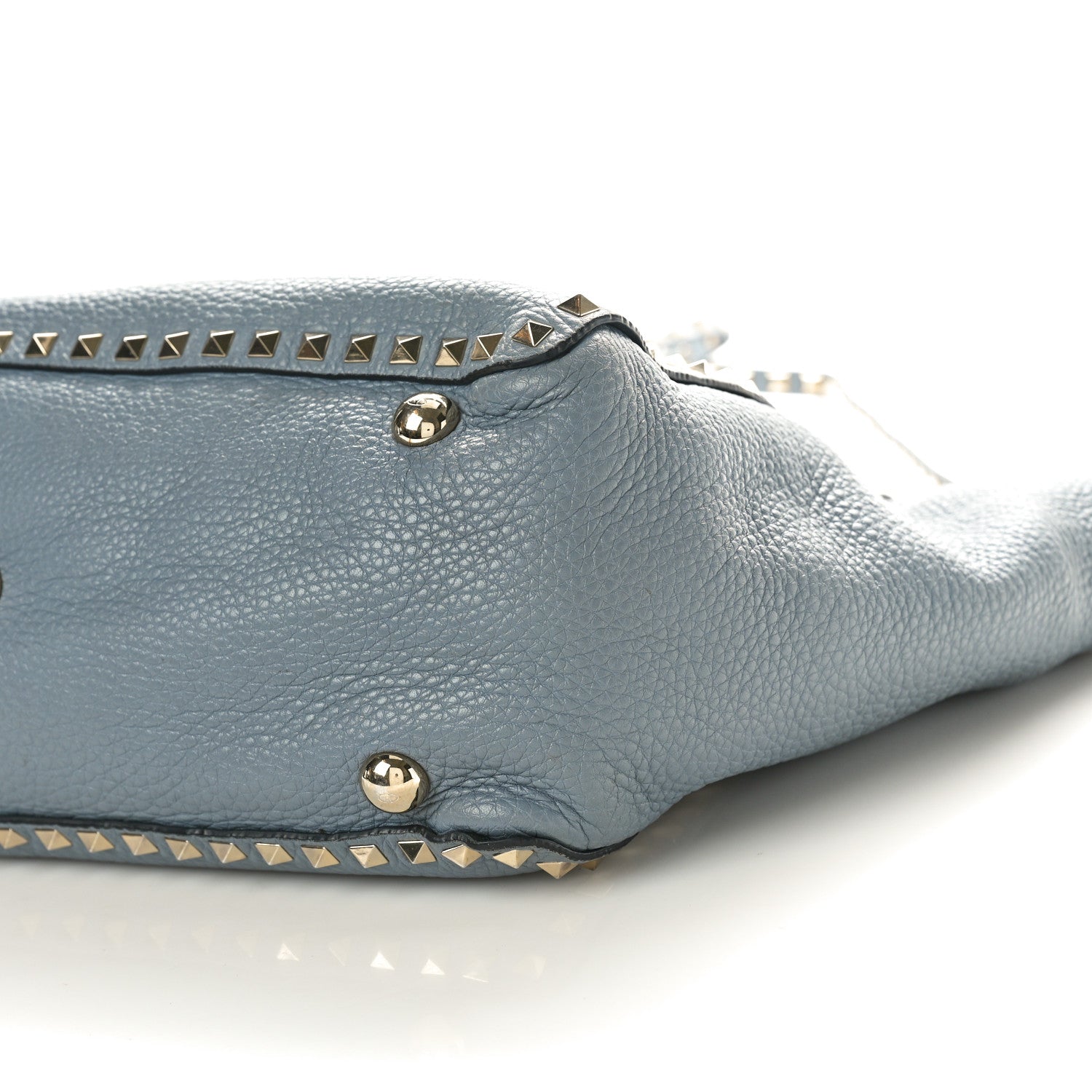 Valentino Garavani Pebbled Calfskin Medium Rockstud Tote Grey 9 of 12